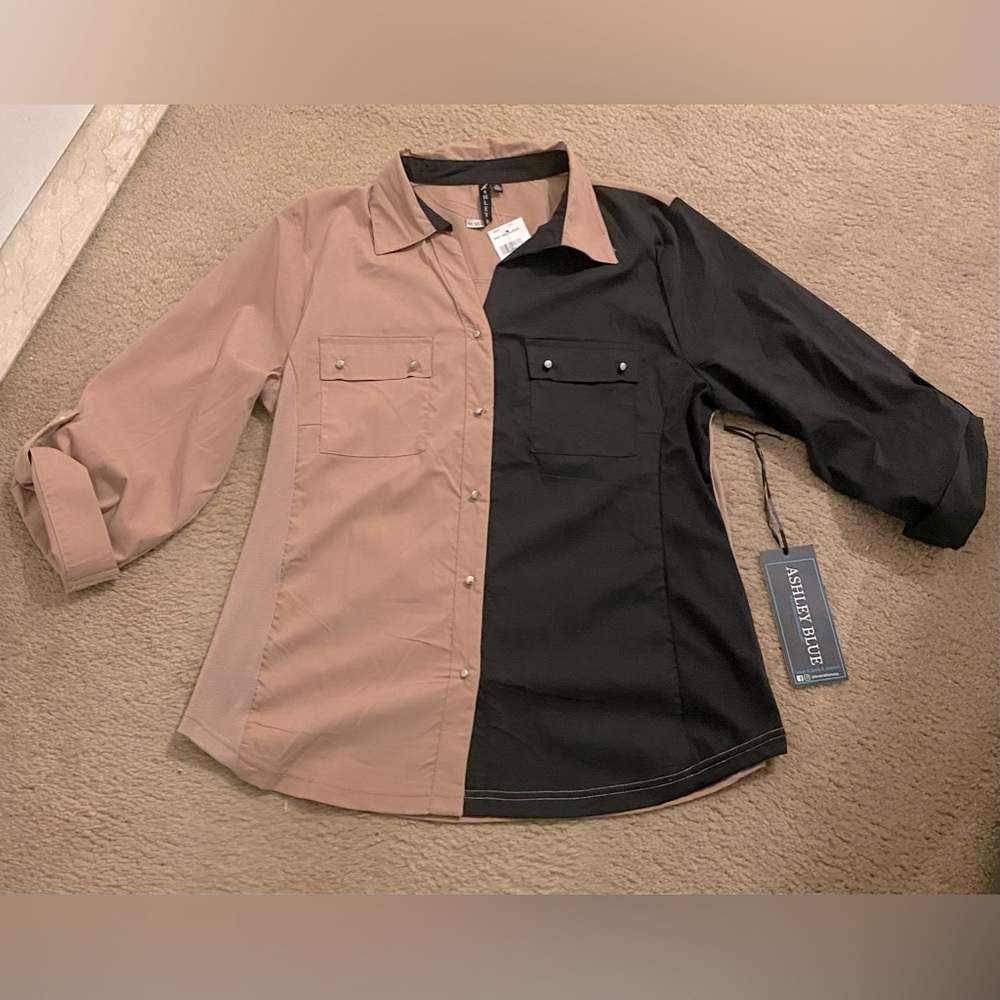Button up quarter sleeve top
